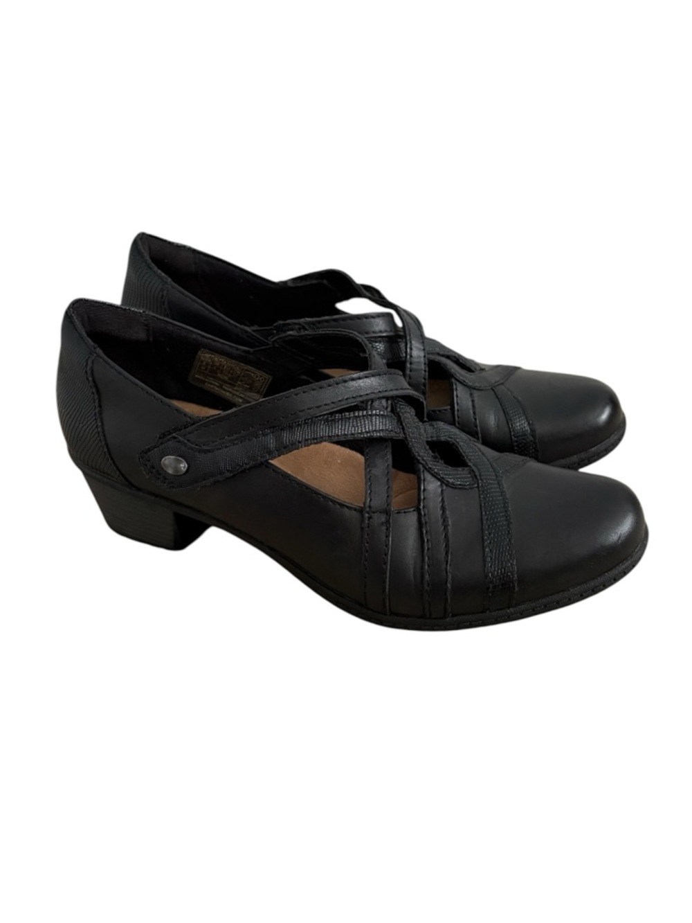 Earth Origins Marietta Macey Mary Jane Shoes Black Leather Heels Pumps